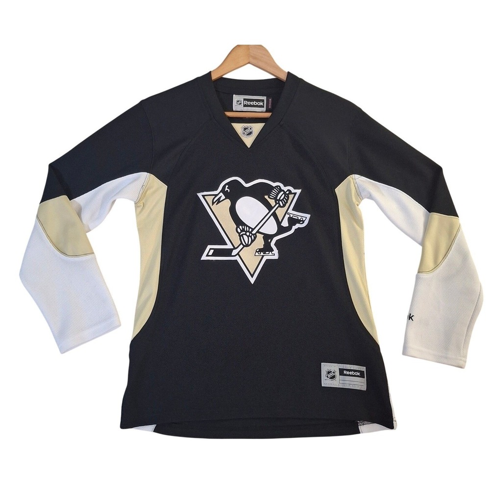 Reebok Pittsburgh Penguins Hockey‎ Jersey Womens Small Black Gold Blank